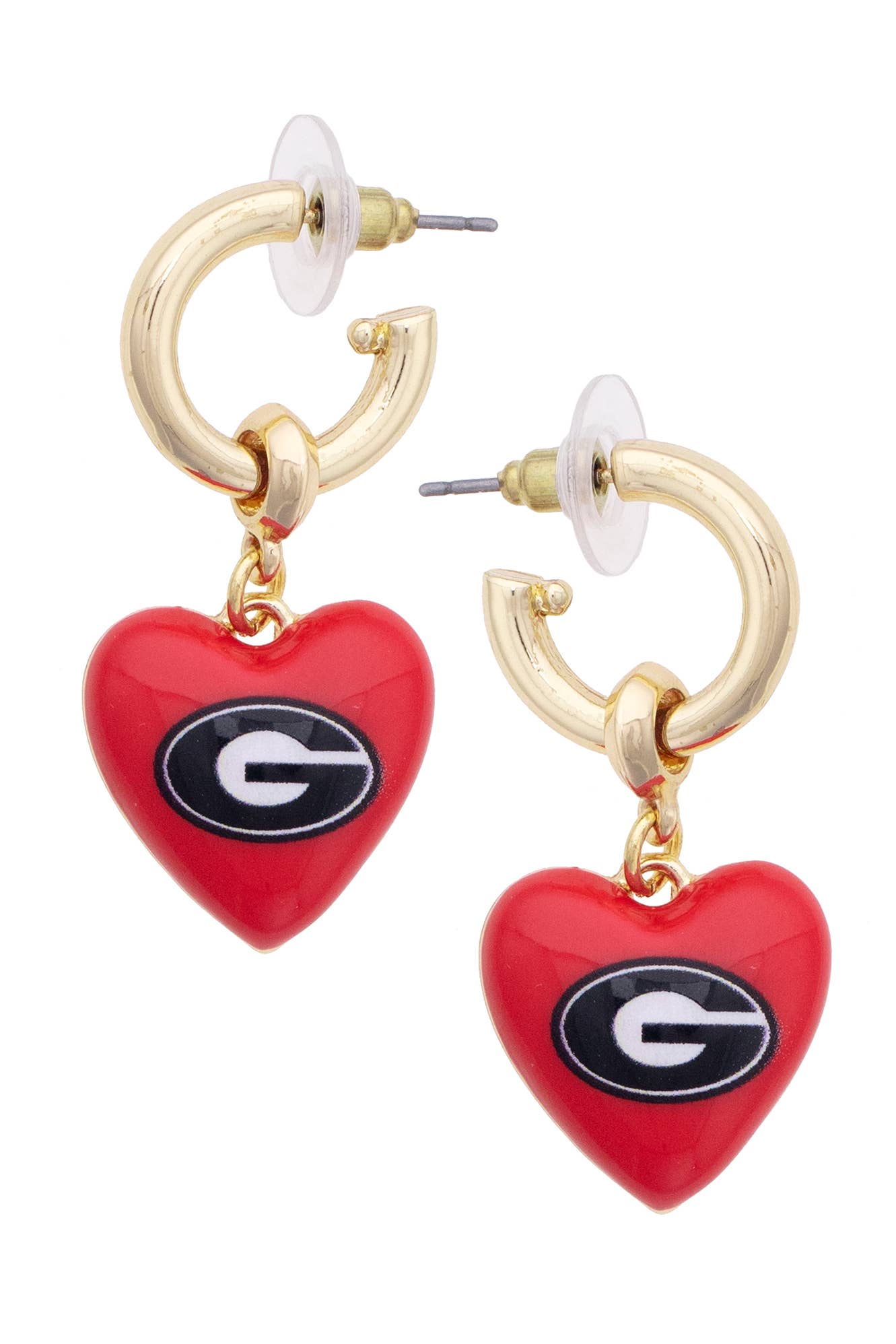 Georgia Bulldogs Heart Drop Earrings