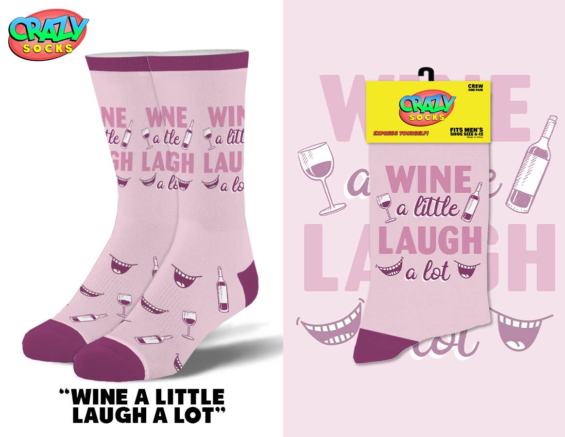 Wine A Little - Womens Crew Socks