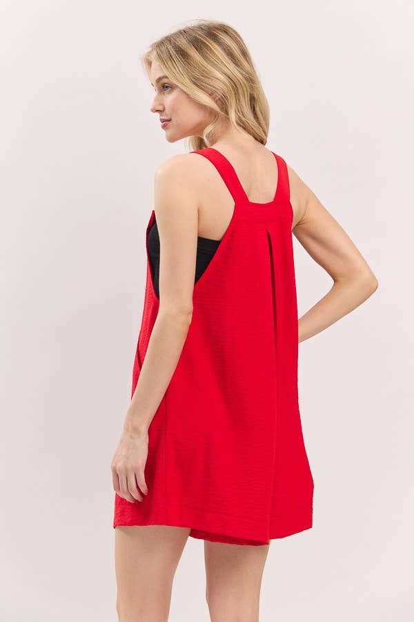 Scallop Pocket Strap Romper