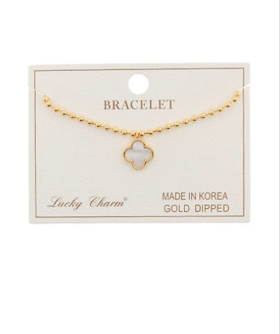 MOP Clover Charm Ball Chain Bracelet
