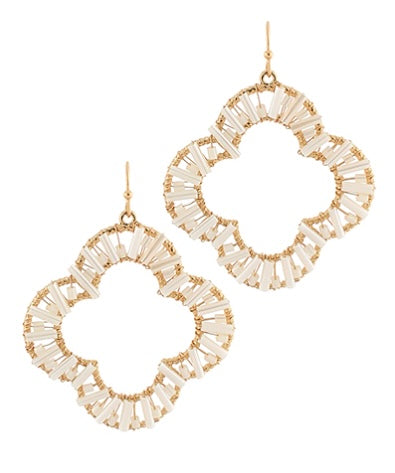 Seed Bead Open Clover Drop Earrings