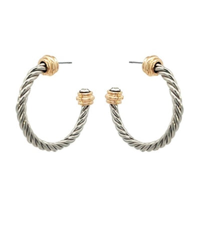 Edge Ball Accent Twisted Hoop