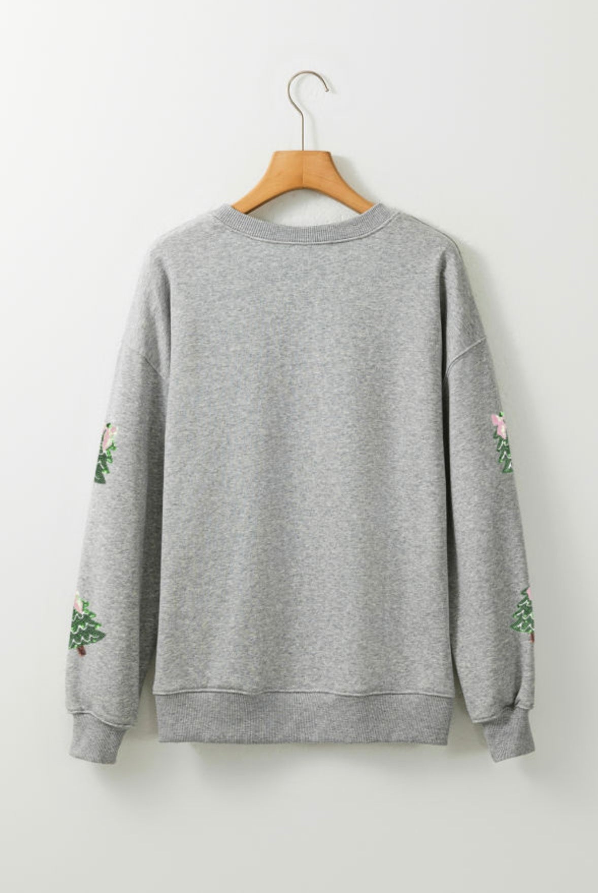 Sequined Christmas Tree Patched Pullover Sweatshirt