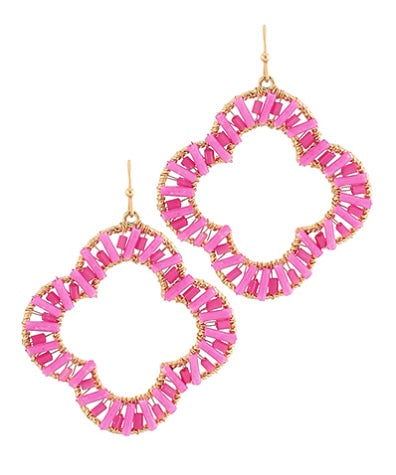 Seed Bead Open Clover Drop Earrings
