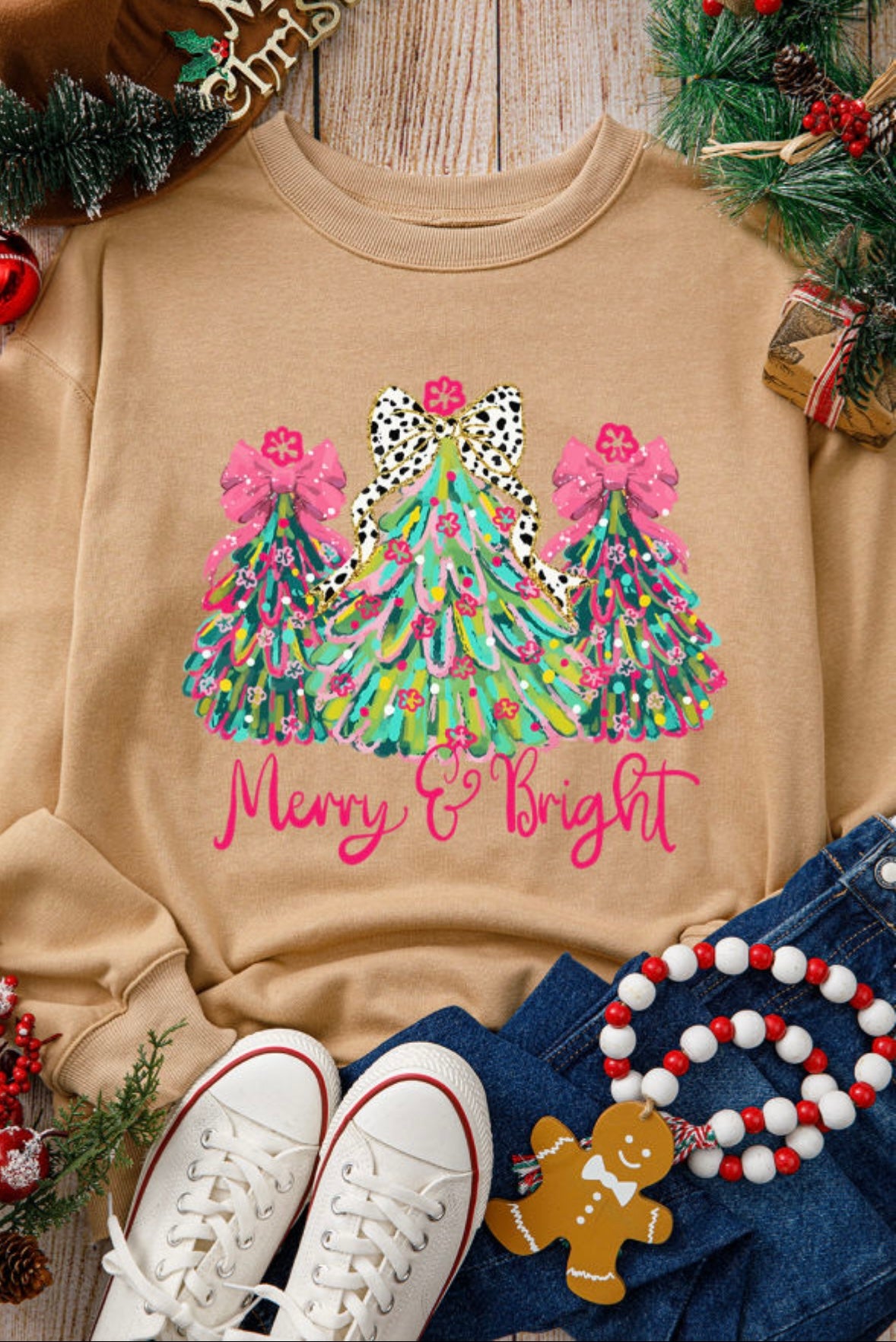 Merry & Bright Christmas Tree Pullover Sweatshirt