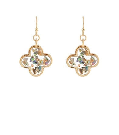 Clover Abalone Dangle Earrings