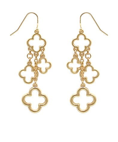 Four Clover Chain Drop Earrings