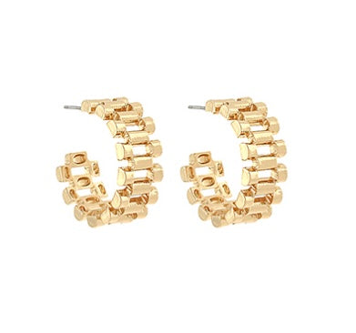 Wide Watchband Style Hoops