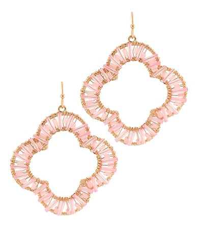 Seed Bead Open Clover Drop Earrings