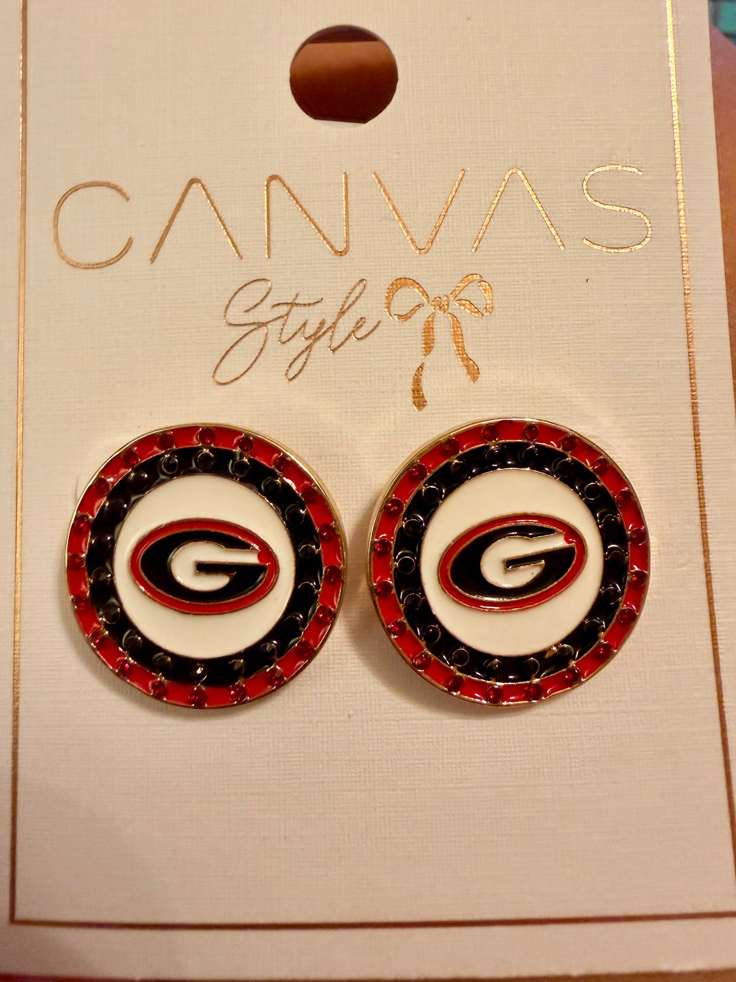 Georgia Bulldogs Pave Disc Stud Earrings
