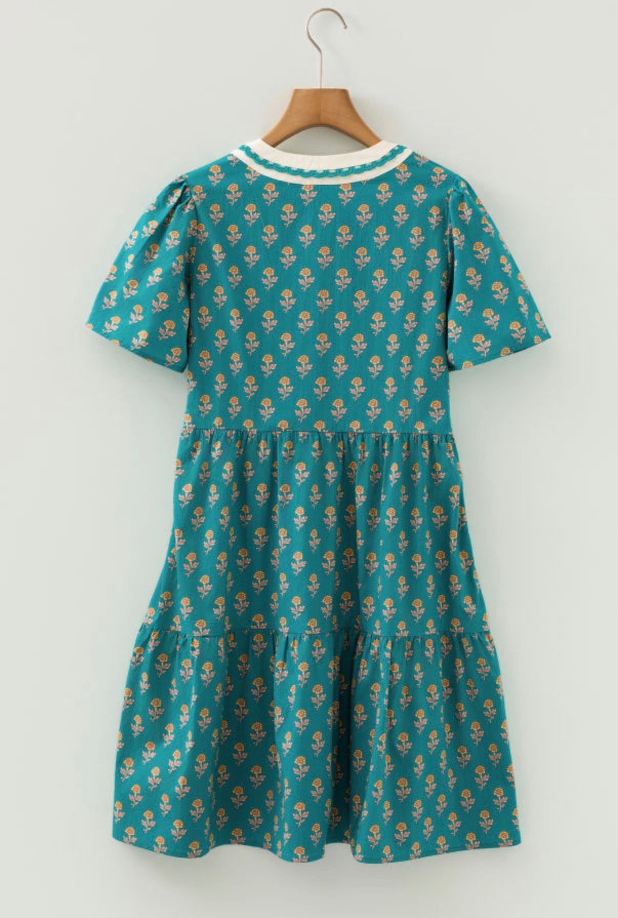 Contrast Trim Floral Dress