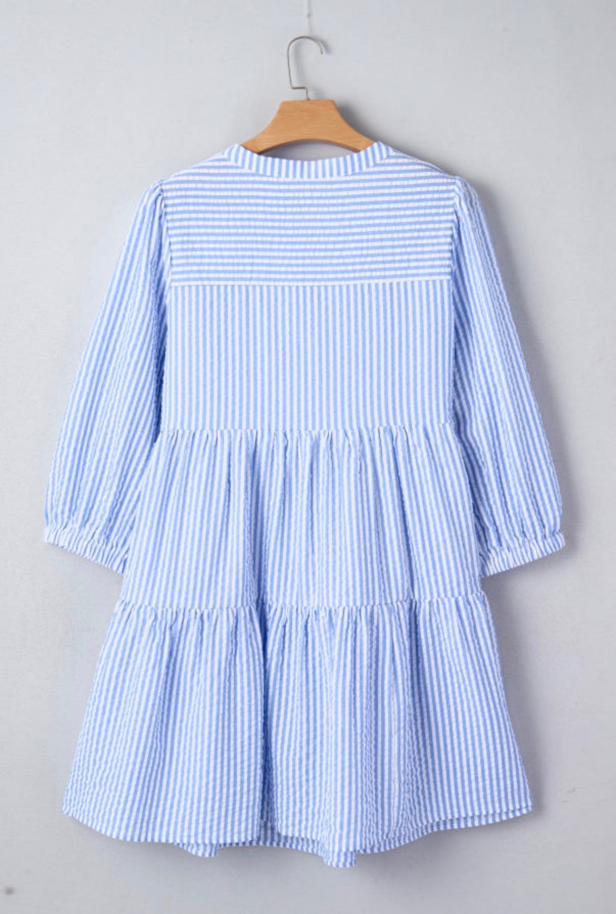 Stripe Seersucker Textured Tier Dress