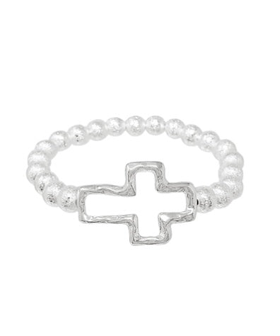 Cross & Textured Ball Bracelet