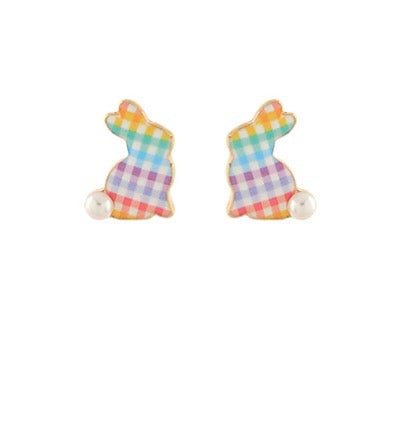 Check Pattern Easter Bunny Earrings