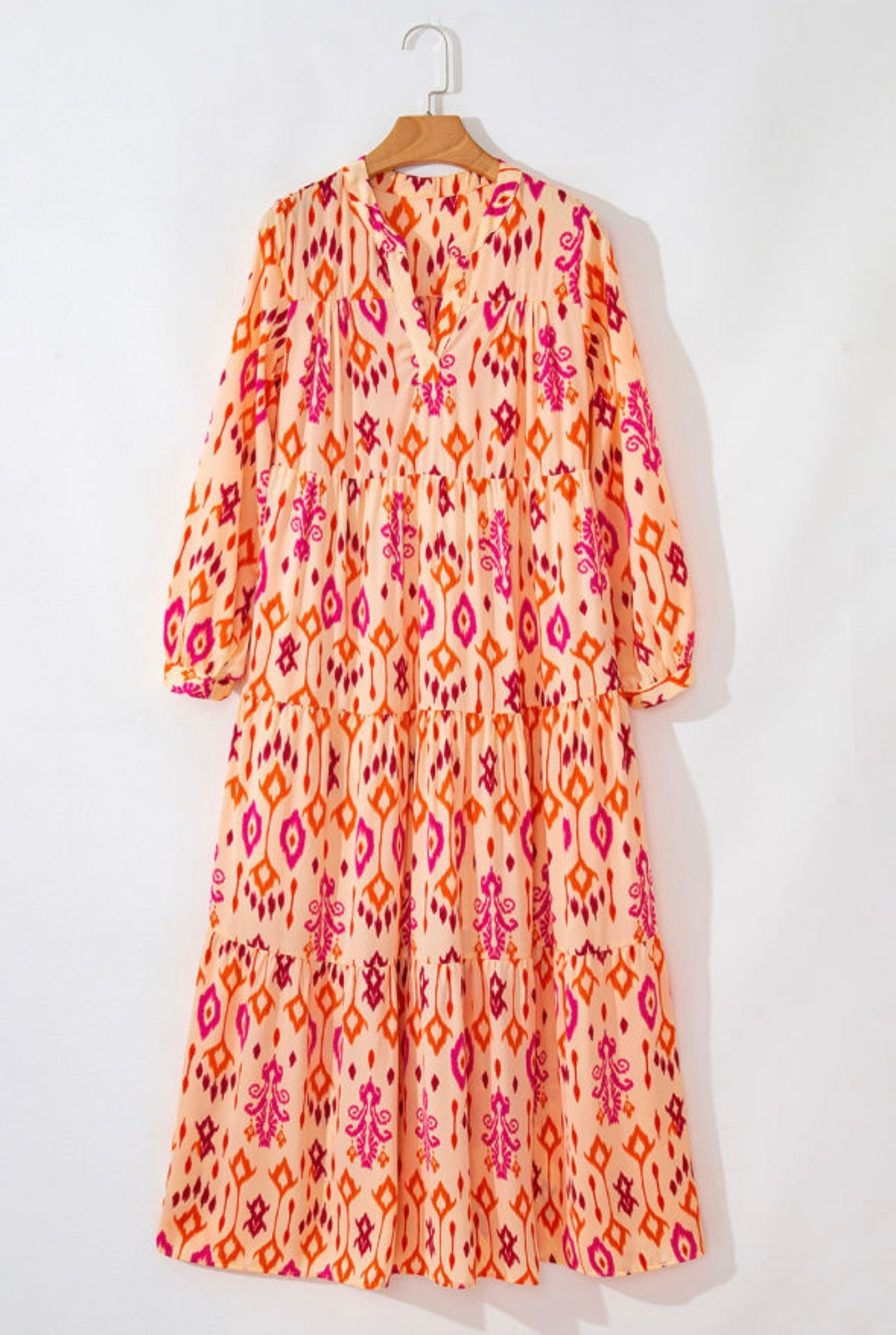 Western Abstract Geometric Printed Midi Dress
