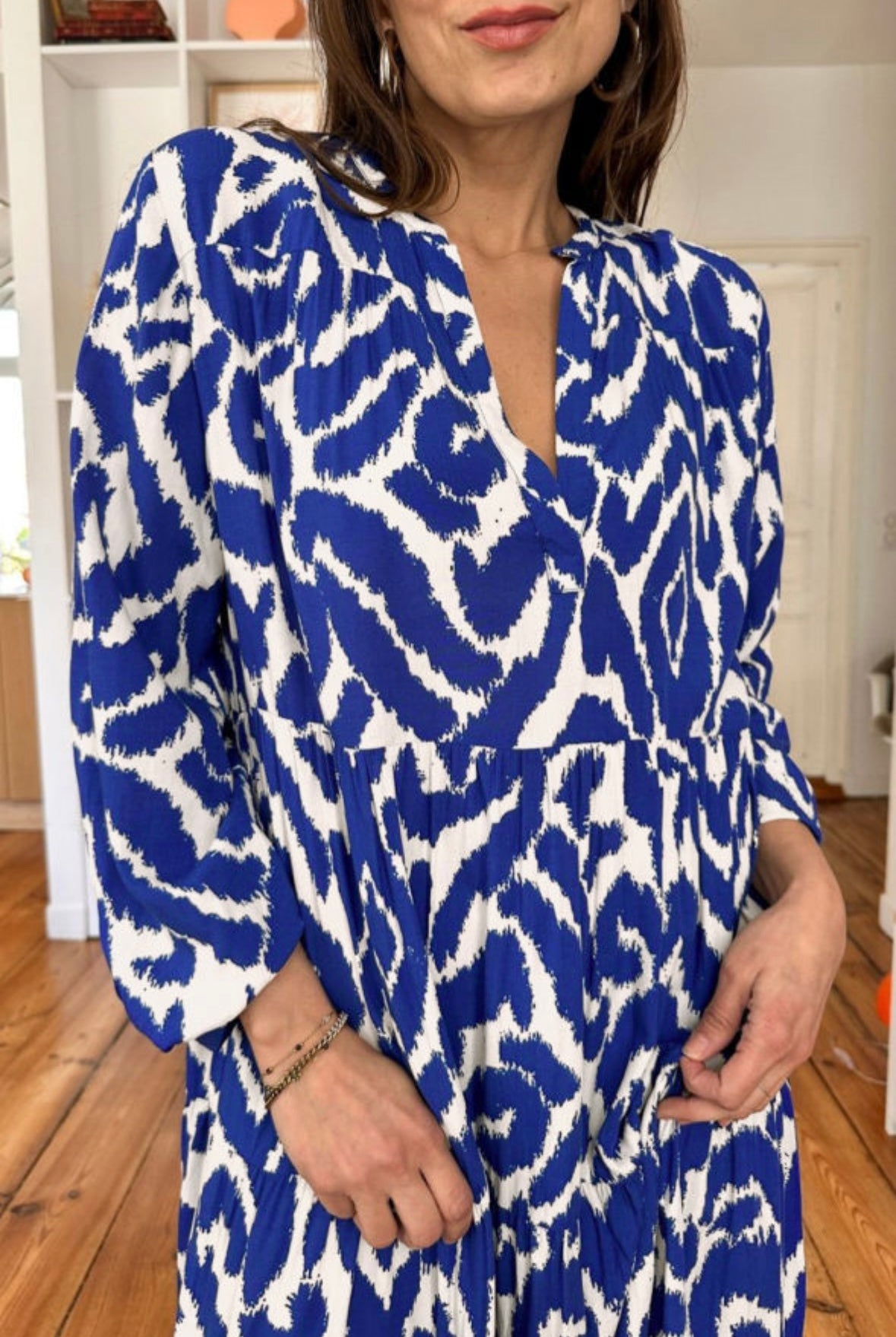 Western Abstract Geometric Printed Midi Dress