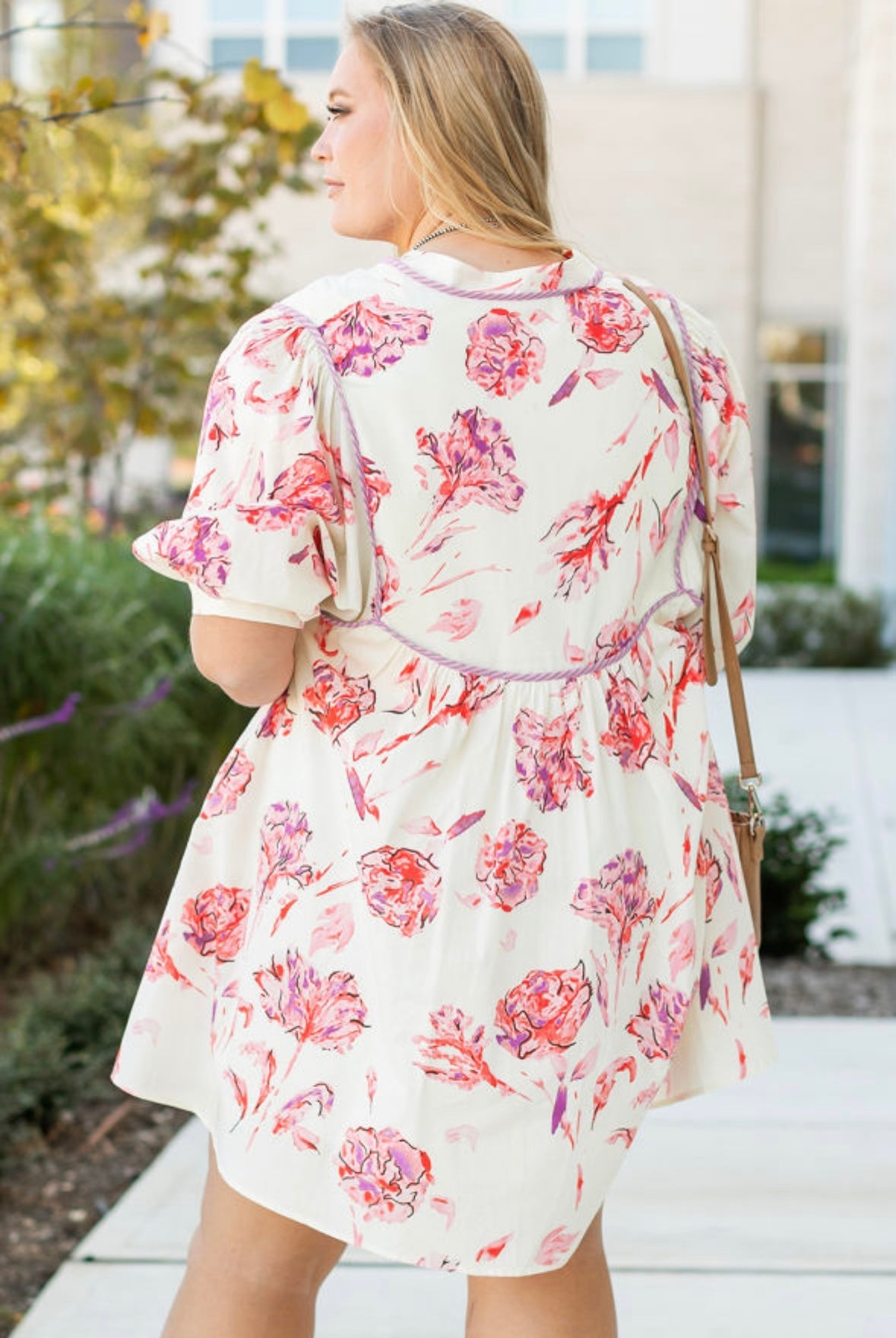 Floral V Neck Shift Mini Dress