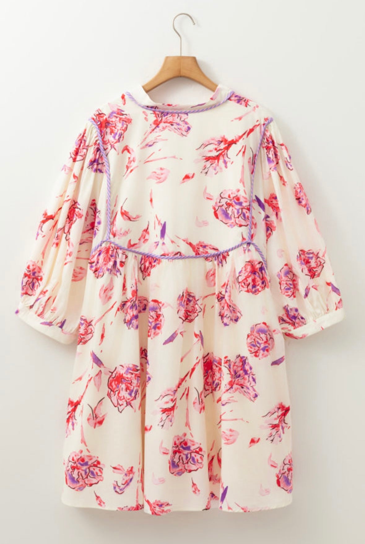 Floral V Neck Shift Mini Dress