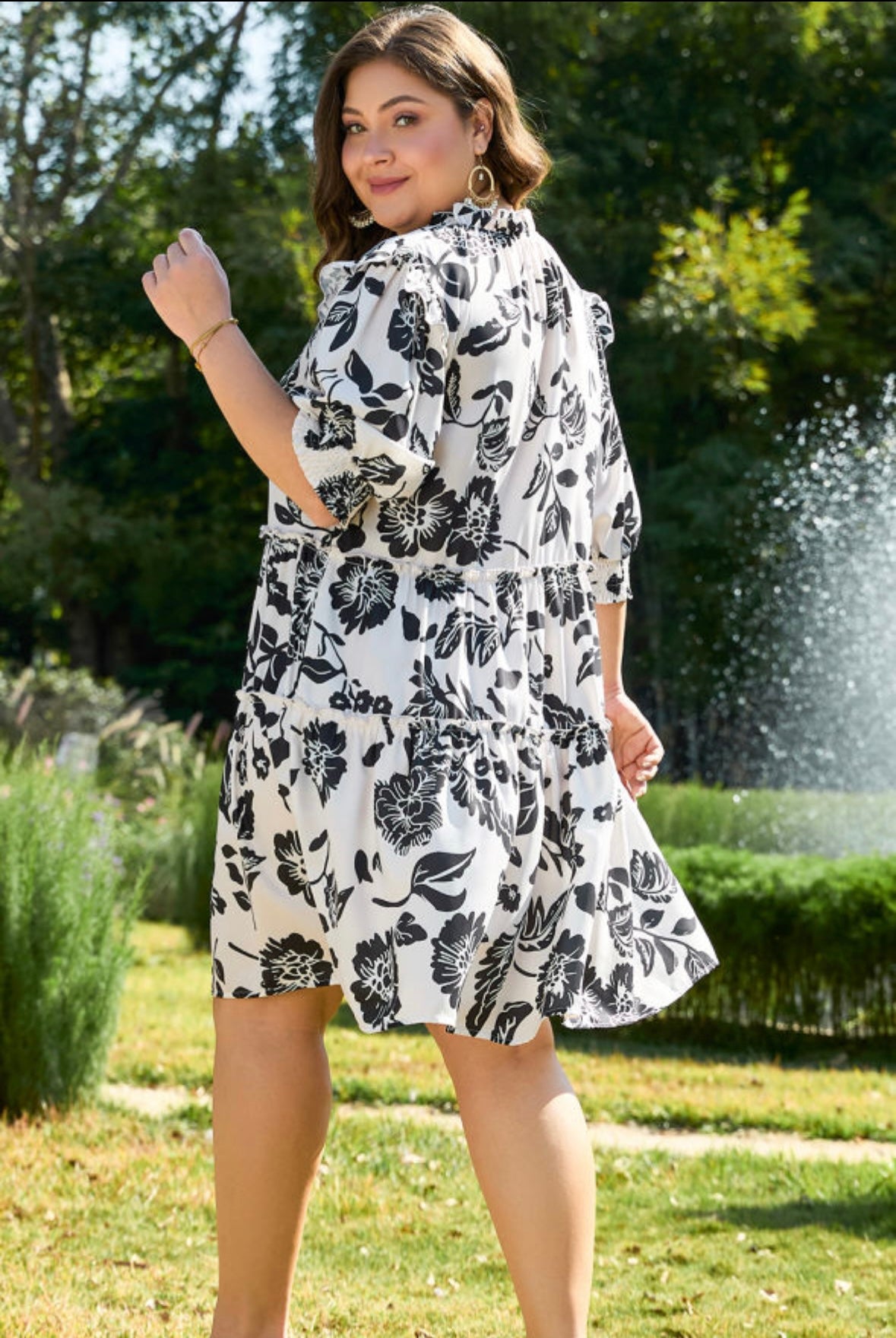 Floral Print Tiered Mini Dress