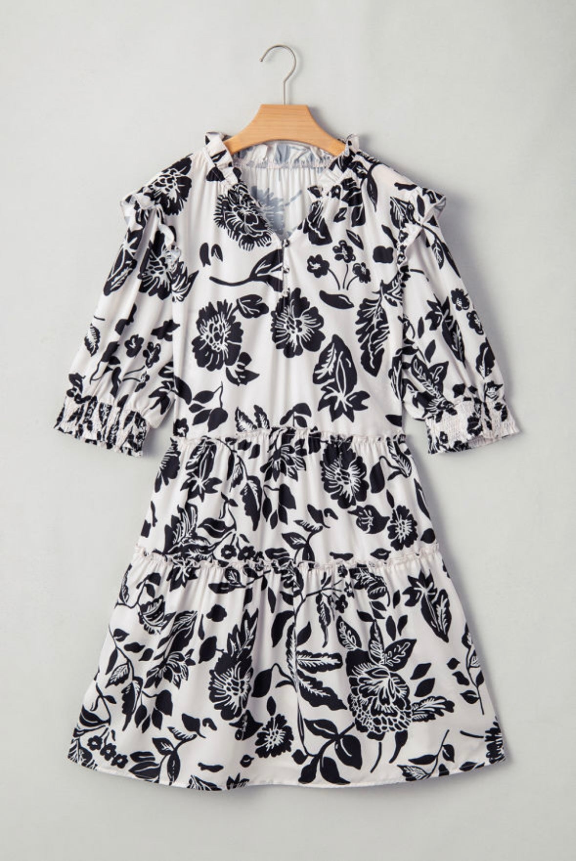 Floral Print Tiered Mini Dress