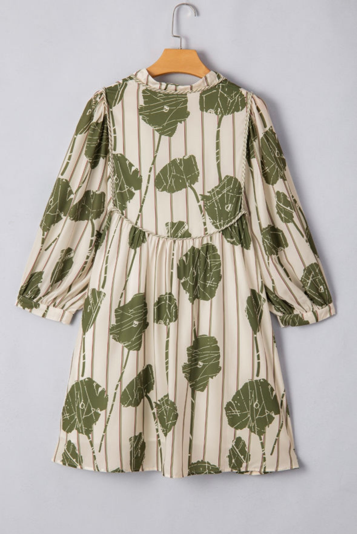 Floral Striped Print Contrast Piping Mini Dress