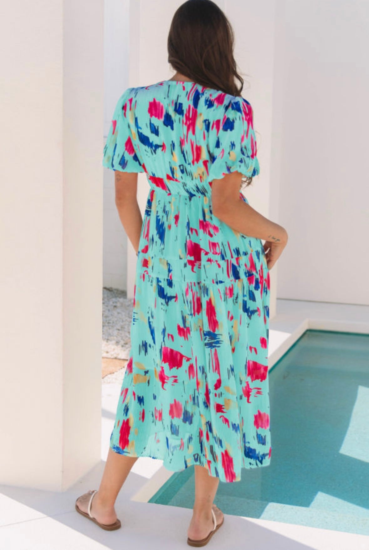 Abstract Print Tiered Maxi Dress
