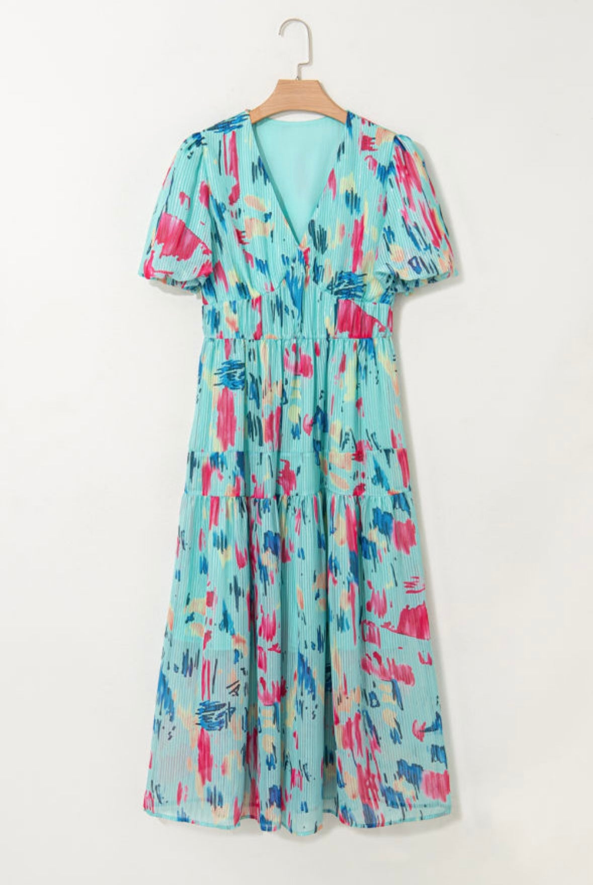 Abstract Print Tiered Maxi Dress