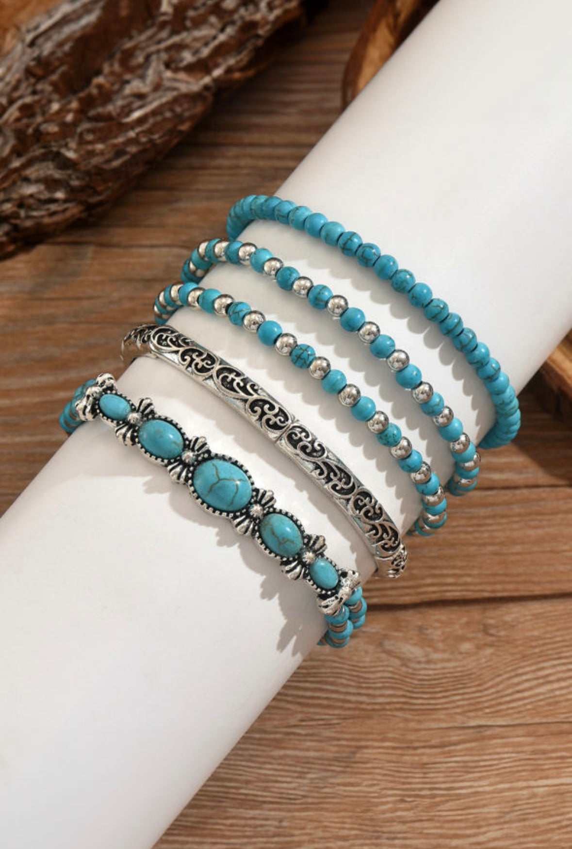 Western Beaded Layering Bracelet 5 Piece Set
