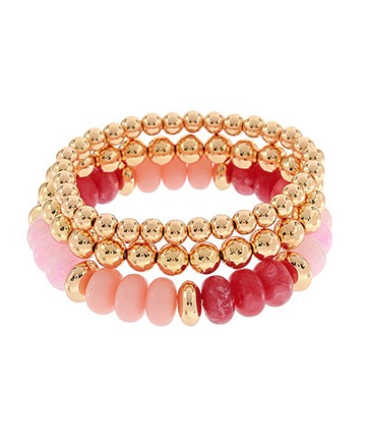 3 Row Marble & CCB Bead Bracelet