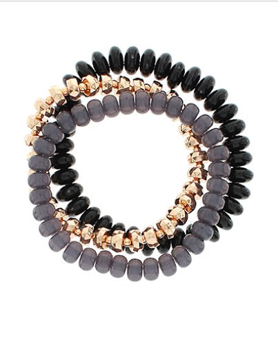 3 Row Acrylic & Metal Bead Bracelet