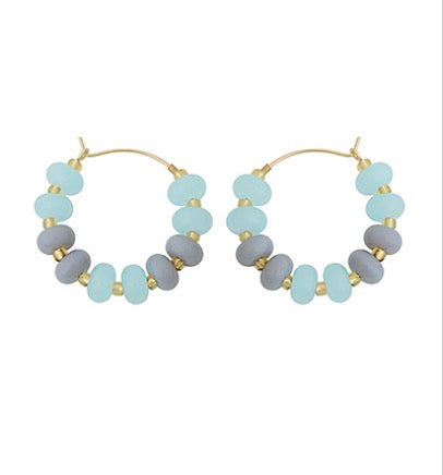Rondelle Bead Multi Color Hoops