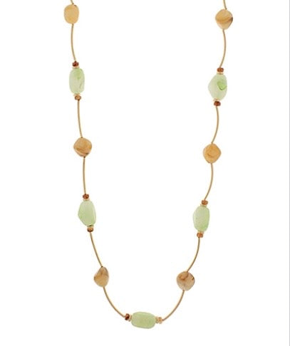 Marble Pebble Station & Curved Bar Necklace