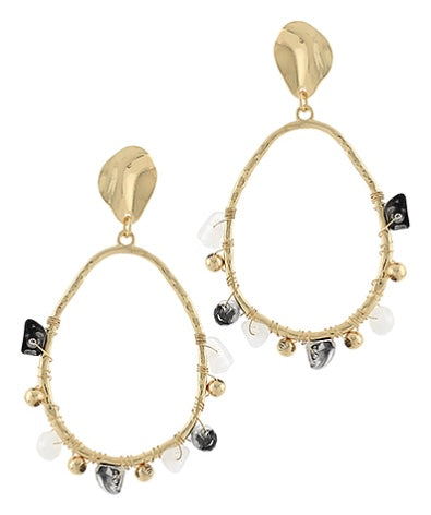 Oval Stone Station Earrings