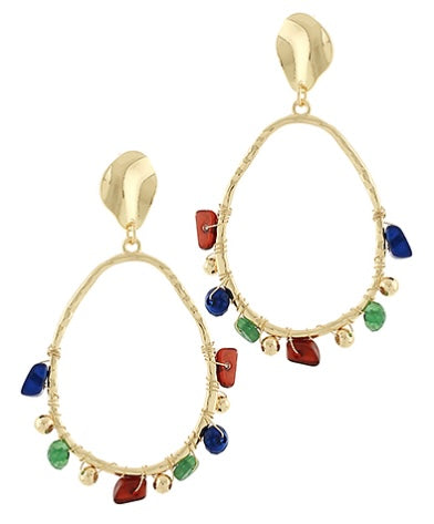 Oval Stone Station Earrings