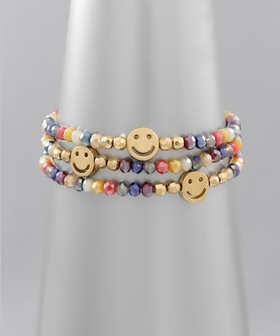 Smile Face Station Bead Bracelet