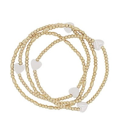 4 Row Heart Station Ball Bracelet