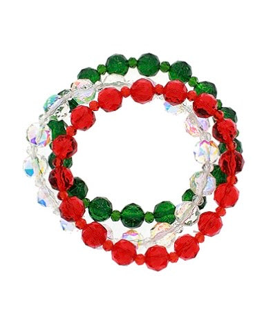 3 Row Round Glass Bead Bracelet