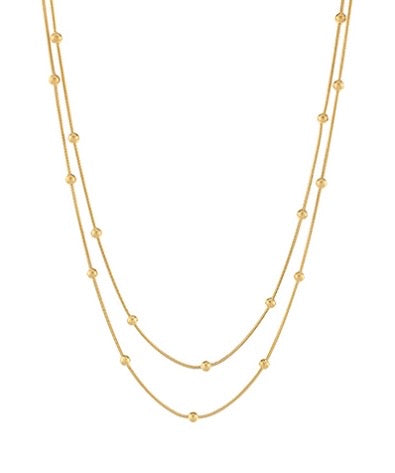 Ball Station Snake Chain Duel Necklace