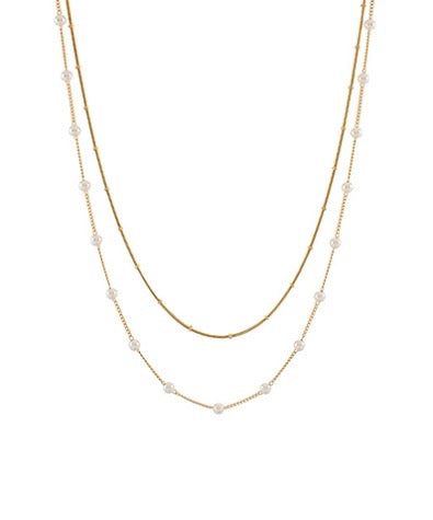 Pearl & Ball Station Dual Necklace