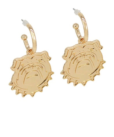 Bulldog Metal Dangle Hoops
