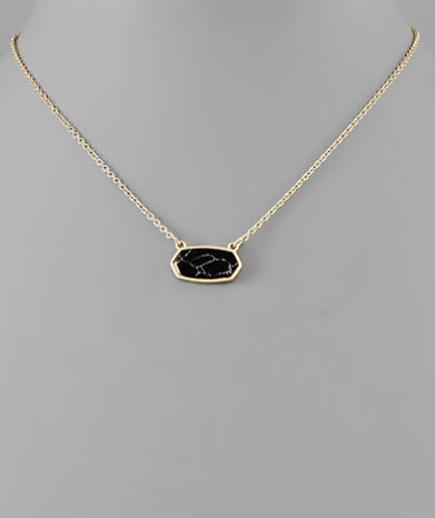 Stone Long Hexagon Necklace