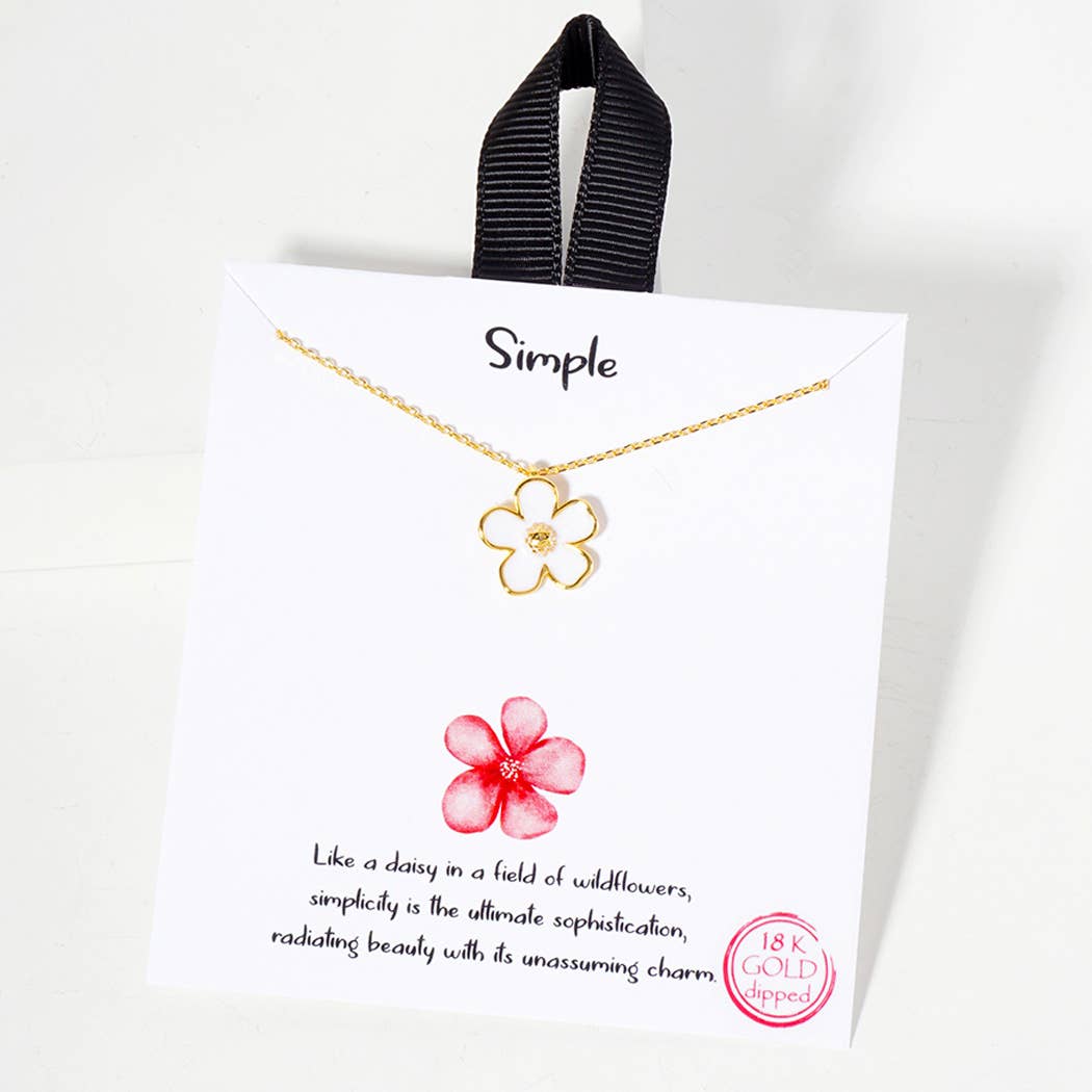 Dainty Enamel Daisy Flower Necklace
