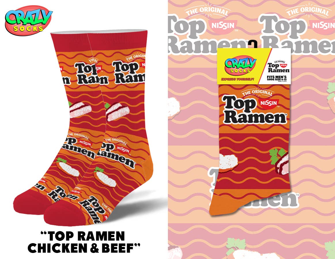 Top Ramen Chicken & Beef - Mens Crew Socks