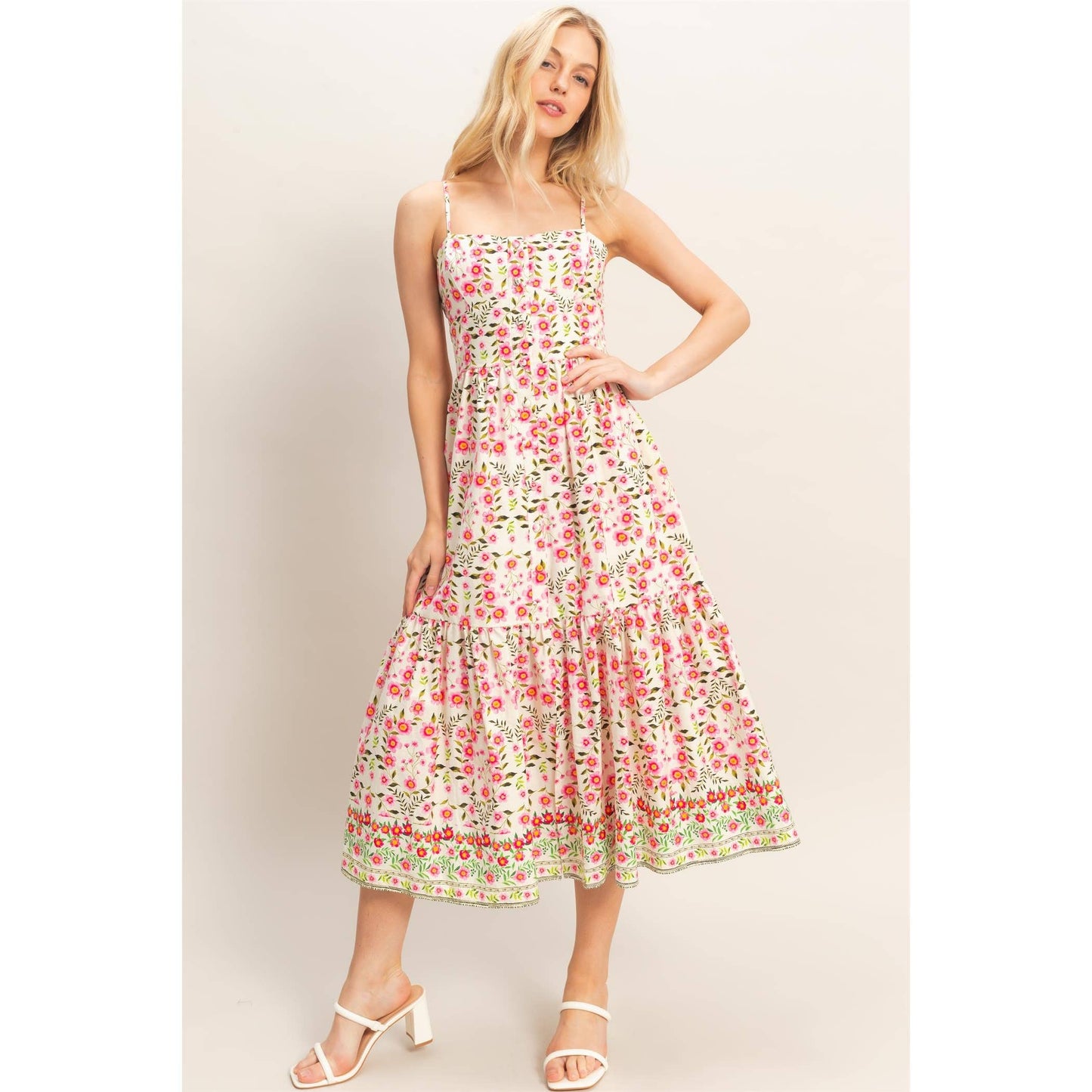 Floral Print Spaghetti Strap Dress