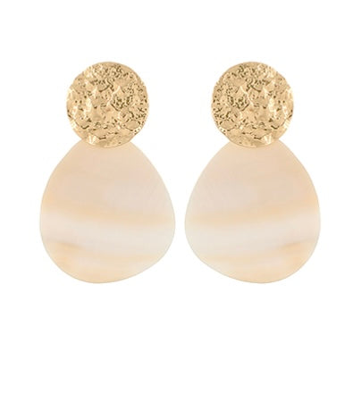 Teardrop Shell & Hammered Disc Earrings