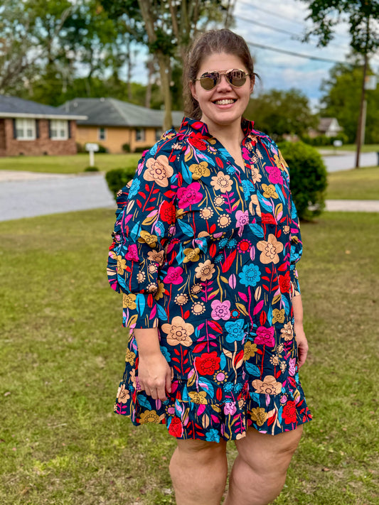 Floral Print Ruffled Mini Dress