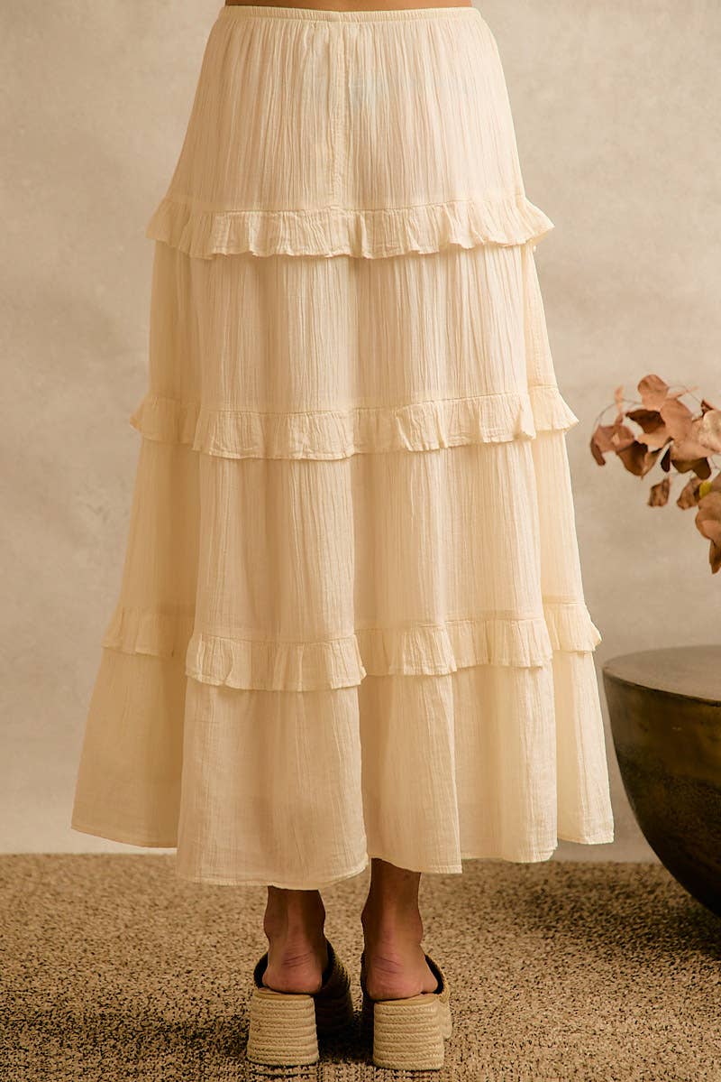 Solid Tiered Maxi Skirt