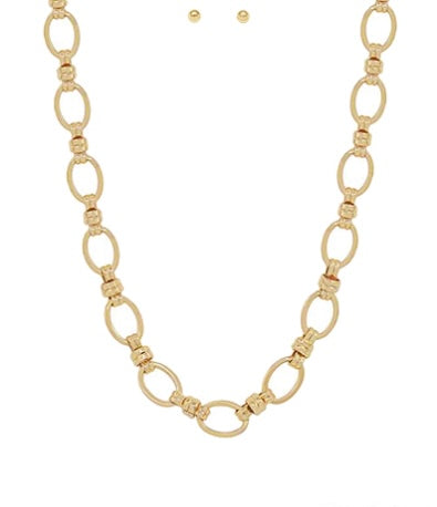 Open Oval Chunky Linked Chain Necklace Set