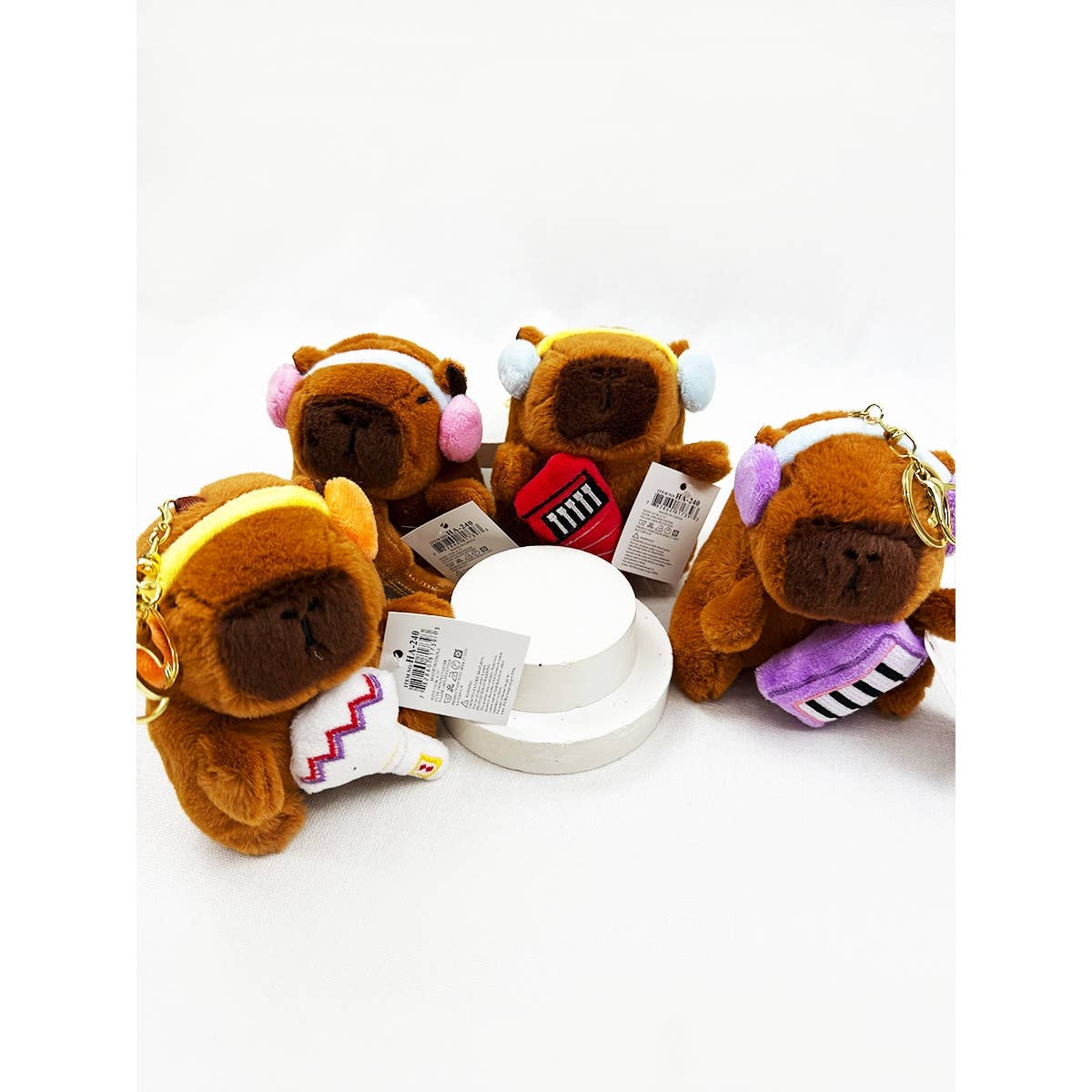 Cute Capybara Band Plush Keychain