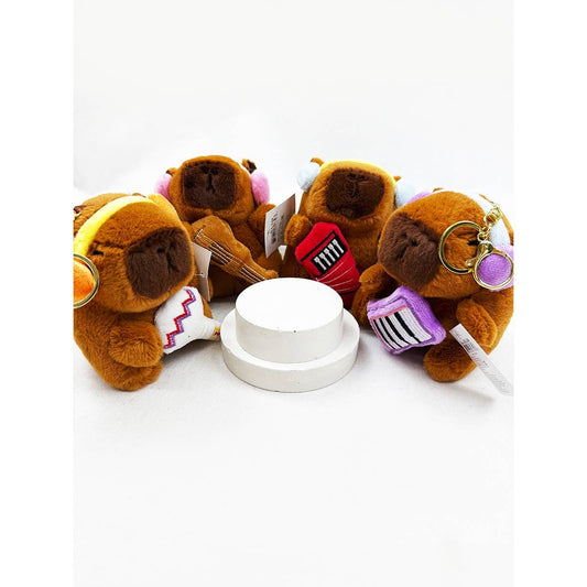 Cute Capybara Band Plush Keychain